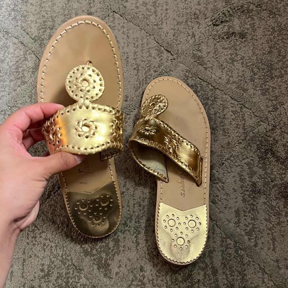 Jacks Metallic Leather Flat Sandals